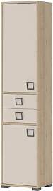 Schrank 25, Farbe: Buche / Creme - 198 x 44 x 37