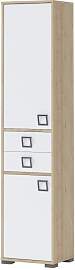 Schrank 25, Farbe: Buche / Weiß - 198 x 44 x 37