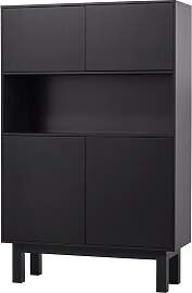 Schrank aus Kiefernholz, modern, schwarz, 110 cm