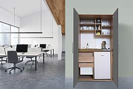 Schrankküche Grau Kühlschrank + Kochfeld  B: ca. 