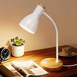 Schreibtischlampe Holz Weiß – Verstellbare