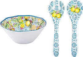 Schüssel + Salatbesteck ISCHIA Zitronen D. 29cm