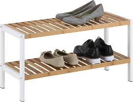 Schuhregal in Weiß/Naturfarben