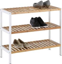 Schuhregal in Weiß/Naturfarben