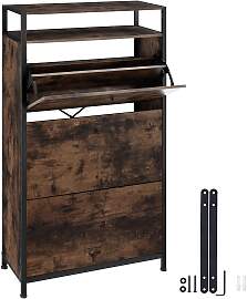 Schuhregal - Industrial Holz dunkel, rustikal, 61