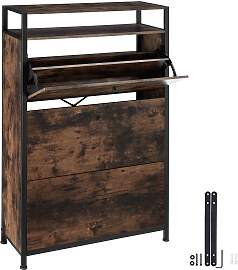Schuhregal - Industrial Holz dunkel, rustikal, 81