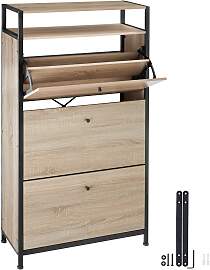 Schuhregal - Industrial Holz hell, Eiche Sonoma,