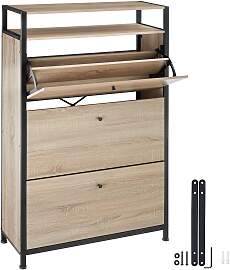 Schuhregal - Industrial Holz hell, Eiche Sonoma,
