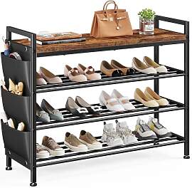 Schuhregal platzsparend 4 Ebenen für 12-16 Paar,
