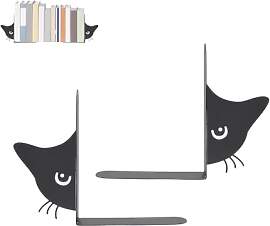 Schwarz Buchstütze Katze Metall - 2 Pack