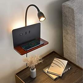 Schwarz LED Wandleuchte innen Holz Wandlampe