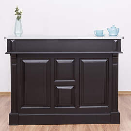 Schwarze Bartheke im Landhausstil mit Zinkplatte