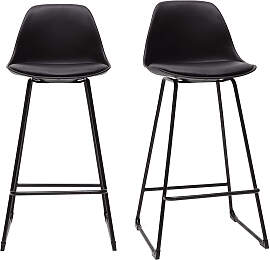 Schwarze Designer-Barhocker mit Metallbeinen 66 cm 