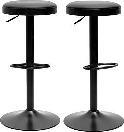 Schwarze höhenverstellbare Barhocker (Set von 2)
