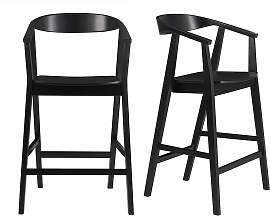 Schwarze skandinavische Barhocker aus Holz (2er