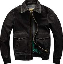 Schwarze Winter-Lederjacke für Herren im