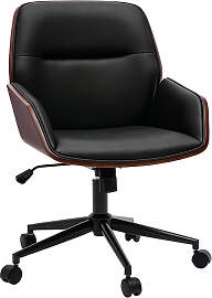 Schwarzer Design-Bürostuhl mit Rollen, dunkles