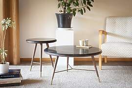 Schwarzer Marmor-Couchtisch, skandinavischer Stil, 