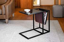 Schwarzer Marmor-Zeitschriftenhalter Tisch,