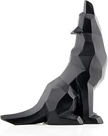 Schwarzer Wolf Heulender Wolf Figur Statue für