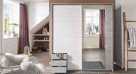 Schwebetüren-Kleiderschrank Kaori mit Schubladen