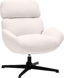 Schwenksessel aus cremefarbenem Rippvelours und