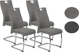 Schwingstuhl Alina 4er-Set Grau Webstoff