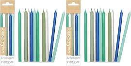 ScrapCooking - 12x Lange Kerzen Blau & Silber