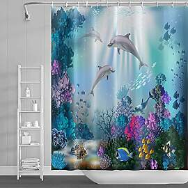 SDOTPMT 180x198cm Ozean Delfin Duschvorhang