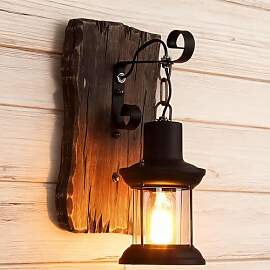 Sedtonmu Retro Industrie Holz Wandlampe mit E27