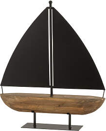 Segelboot Holz / Metall, Schwarz / Braun