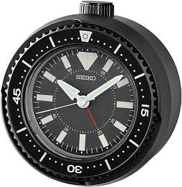 Seiko Quarz Tischwecker in Schwarz mit Gehäuse