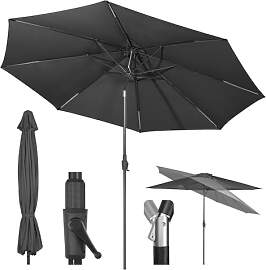 Sekey 350cm Sonnenschirm mit Kurbel und Auto