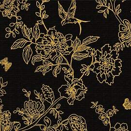 Selbstklebende Tapete Blumen Schwarz,44 x 1000cm