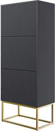 Selsey Schuhschrank, Schwarz, Goldene Beine, 50 cm 