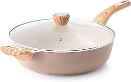 SENSARTE 30cm Beige Keramik Tiefe Bratpfanne mit