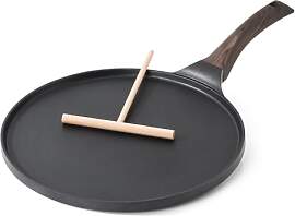 SENSARTE Schwarze Crepe Pfanne 30cm Antihaftpfanne 
