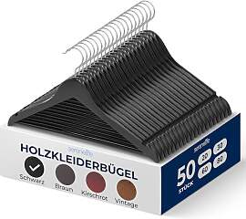 SereneLife Kleiderbügel Holz Schwarz für die
