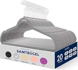 SereneLife Samt Kleiderbügel Grau 20 Stück für