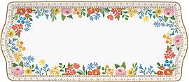 Servierplatte BOHO FLOWERS Blumen 35x15cm weiß
