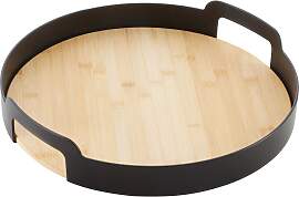 Serviertablett Betty Rund Schwarz/Natur