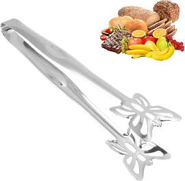 Servierzange Küchenzange 25cm Lange Silber Blumen 