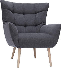 Sessel im dunkelgrauen Samtdesign beige Holzfüße 