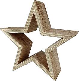 Sesua Deko Holzstern 17cm Natur Weihnachtsstern