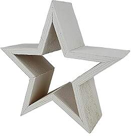 Sesua Deko Holzstern 17cm Weiss Weihnachtsstern