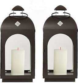 Set aus 2 Capri Windlichtern Anthrazit Small