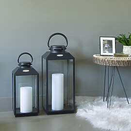 Set aus 2 Newport Windlicht Schwarz Medium-Large