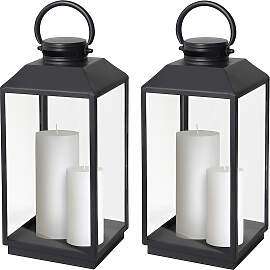Set aus 2 Newport Windlicht Schwarz Medium
