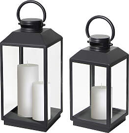 Set aus 2 Newport Windlicht Schwarz Small-Medium