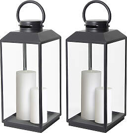 Set aus 2 Newport Windlichtern Schwarz Large